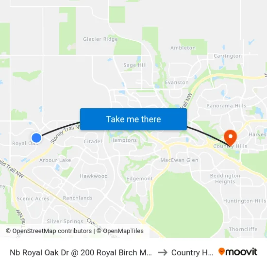 Nb Royal Oak Dr @ 200 Royal Birch Me NW to Country Hills map