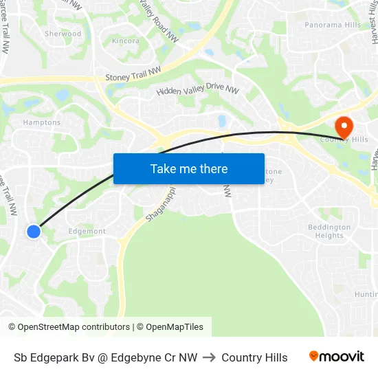 Sb Edgepark Bv @ Edgebyne Cr NW to Country Hills map