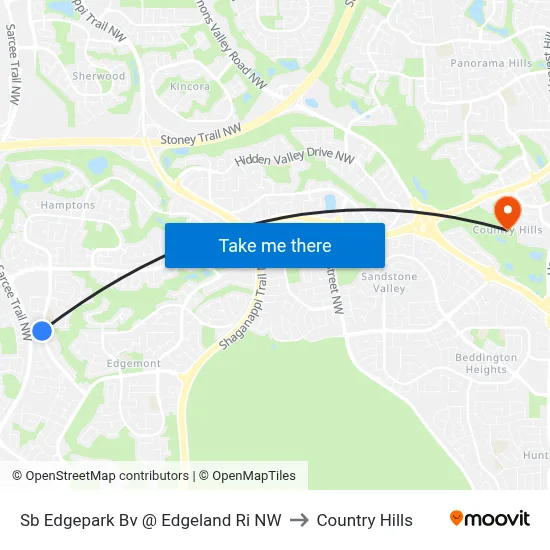 Sb Edgepark Bv @ Edgeland Ri NW to Country Hills map