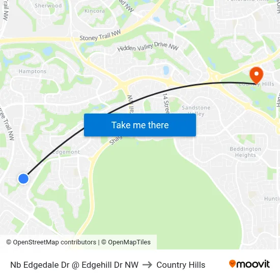 Nb Edgedale Dr @ Edgehill Dr NW to Country Hills map
