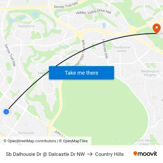 Sb Dalhousie Dr @ Dalcastle Dr NW to Country Hills map