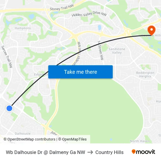 Wb Dalhousie Dr @ Dalmeny Ga NW to Country Hills map