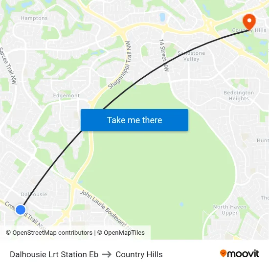 Dalhousie Lrt Station Eb to Country Hills map
