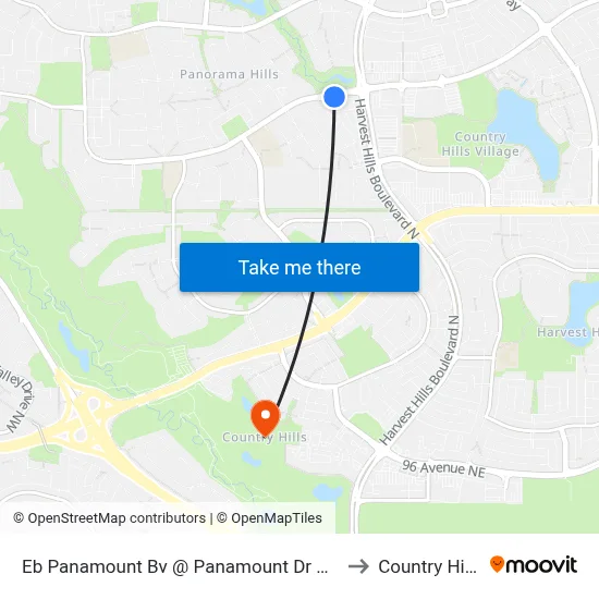 Eb Panamount Bv @ Panamount Dr NW to Country Hills map
