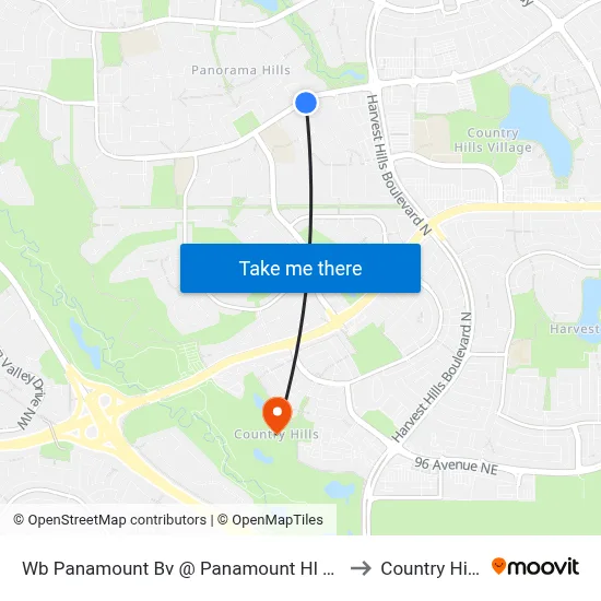Wb Panamount Bv @ Panamount Hl NW to Country Hills map