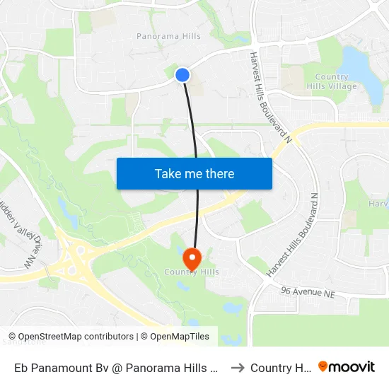 Eb Panamount Bv @ Panorama Hills Bv NW to Country Hills map