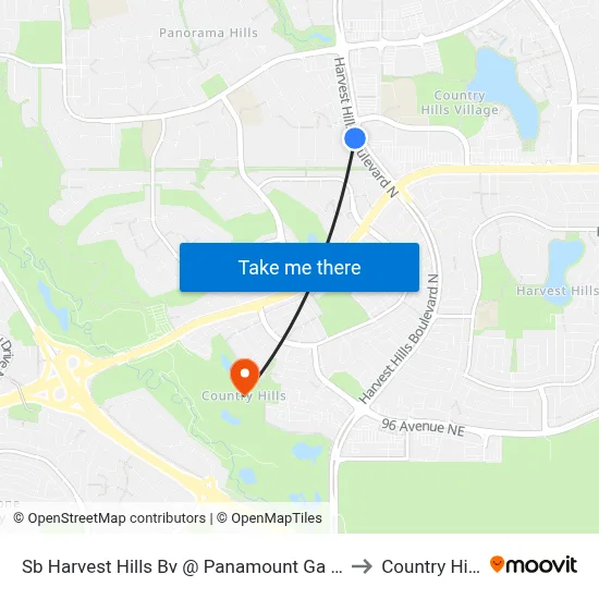 Sb Harvest Hills Bv @ Panamount Ga NW to Country Hills map