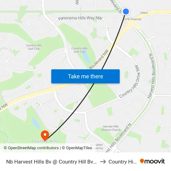 Nb Harvest Hills Bv @ Country Hill Bv NE to Country Hills map