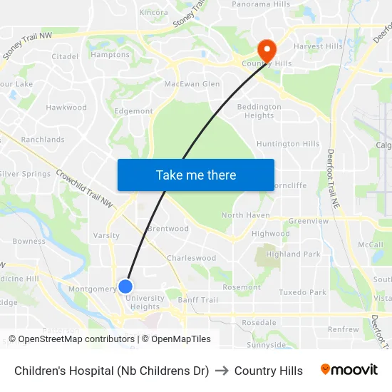 Children's Hospital (Nb Childrens Dr) to Country Hills map