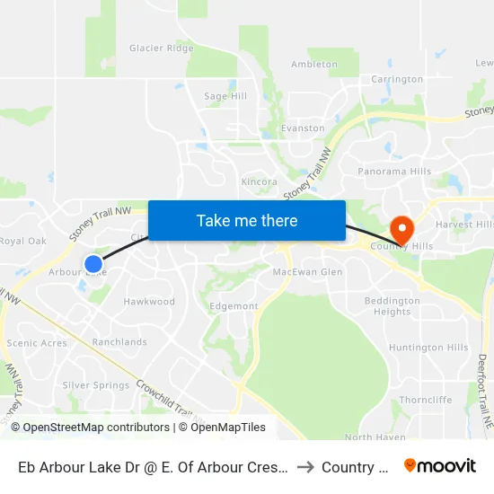Eb Arbour Lake Dr @ E. Of Arbour Crest Dr NW to Country Hills map