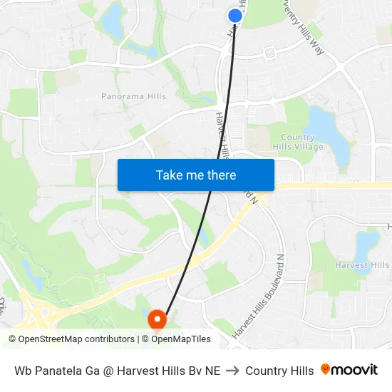 Wb Panatela Ga @ Harvest Hills Bv NE to Country Hills map