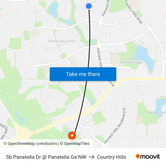 Sb Panatella Dr @ Panatella Ga NW to Country Hills map