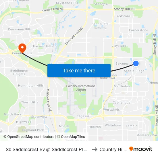 Sb Saddlecrest Bv @ Saddlecrest Pl NE to Country Hills map