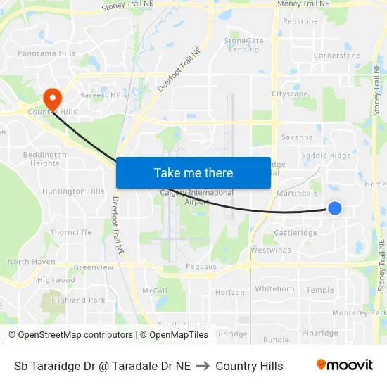 Sb Tararidge Dr @ Taradale Dr NE to Country Hills map