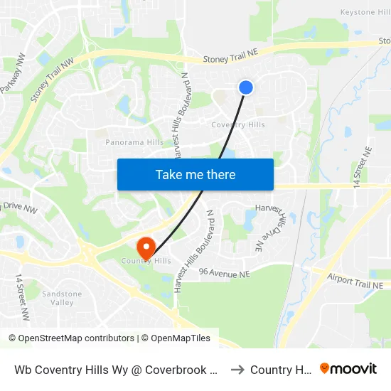 Wb Coventry Hills Wy @ Coverbrook Gr NE to Country Hills map