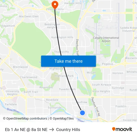 Eb 1 Av NE @ 8a St NE to Country Hills map