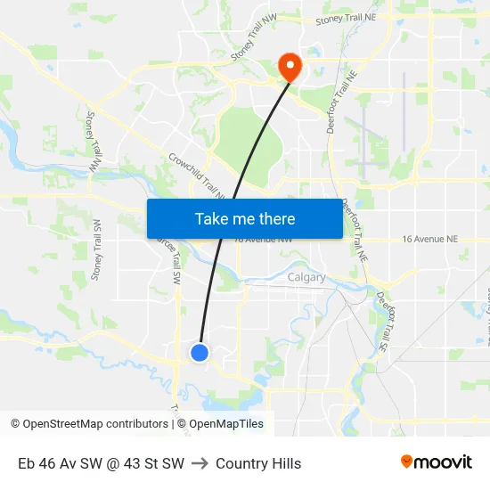 Eb 46 Av SW @ 43 St SW to Country Hills map