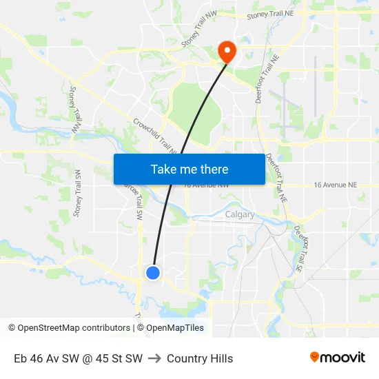 Eb 46 Av SW @ 45 St SW to Country Hills map