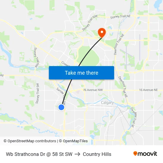 Wb Strathcona Dr @ 58 St SW to Country Hills map