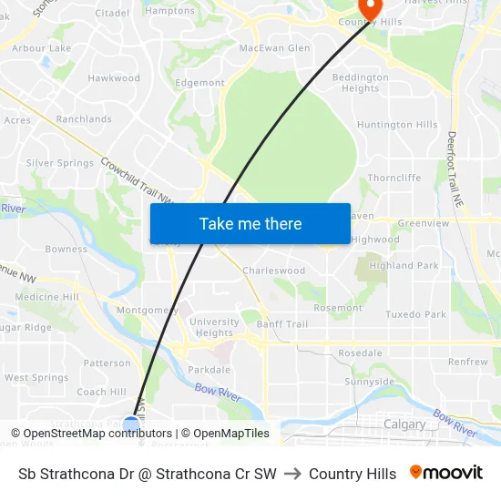 Sb Strathcona Dr @ Strathcona Cr SW to Country Hills map