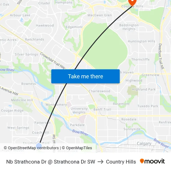 Nb Strathcona Dr @ Strathcona Dr SW to Country Hills map