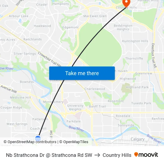 Nb Strathcona Dr @ Strathcona Rd SW to Country Hills map
