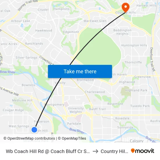 Wb Coach Hill Rd @ Coach Bluff Cr SW to Country Hills map
