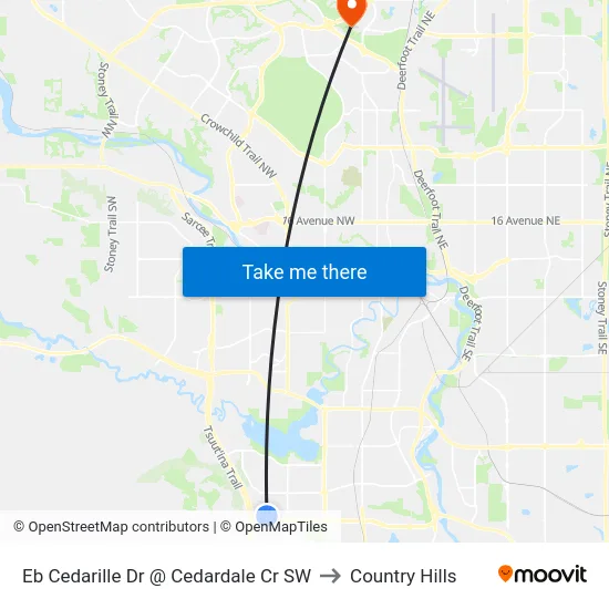 Eb Cedarille Dr @ Cedardale Cr SW to Country Hills map