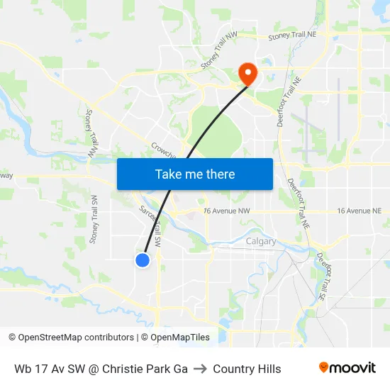 Wb 17 Av SW @ Christie Park Ga to Country Hills map