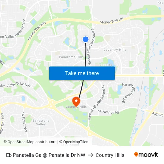 Eb Panatella Ga @ Panatella Dr NW to Country Hills map