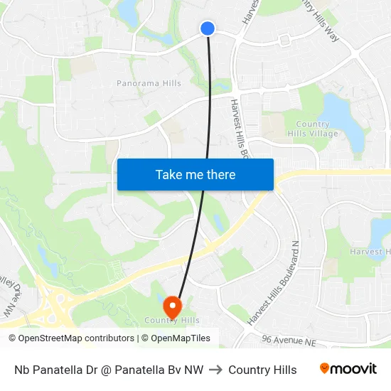 Nb Panatella Dr @ Panatella Bv NW to Country Hills map