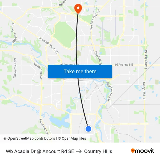 Wb Acadia Dr @ Ancourt Rd SE to Country Hills map
