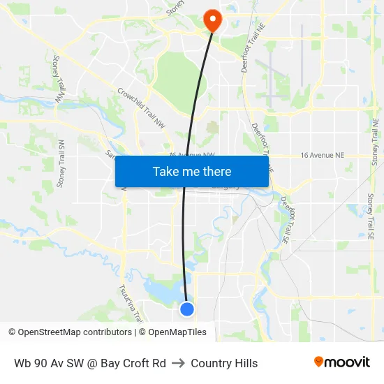 Wb 90 Av SW @ Bay Croft Rd to Country Hills map