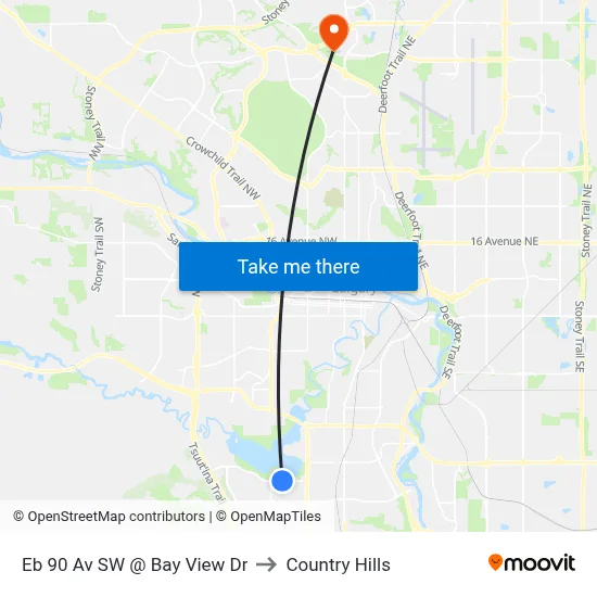 Eb 90 Av SW @ Bay View Dr to Country Hills map