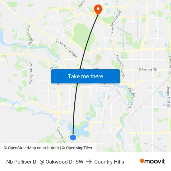 Nb Palliser Dr @ Oakwood Dr SW to Country Hills map