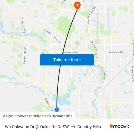 Wb Oakwood Dr @ Oakcliffe Dr SW to Country Hills map