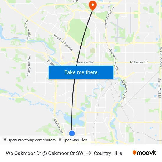 Wb Oakmoor Dr @ Oakmoor Cr SW to Country Hills map