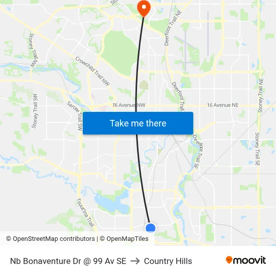 Nb Bonaventure Dr @ 99 Av SE to Country Hills map