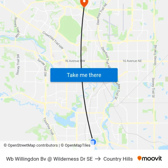 Wb Willingdon Bv @ Wilderness Dr SE to Country Hills map