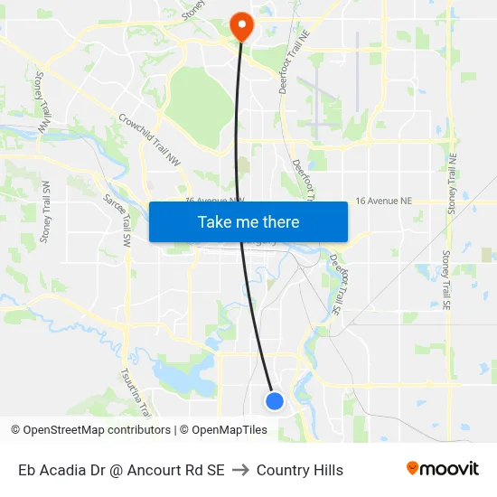 Eb Acadia Dr @ Ancourt  Rd SE to Country Hills map