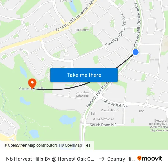 Nb Harvest Hills Bv @ Harvest Oak Ga NE to Country Hills map