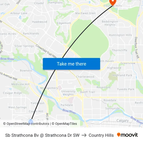 Sb Strathcona Bv @ Strathcona Dr SW to Country Hills map