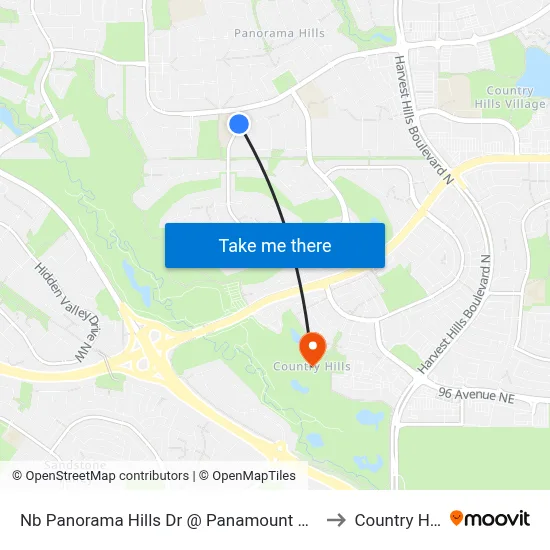 Nb Panorama Hills Dr @ Panamount Gd NW to Country Hills map