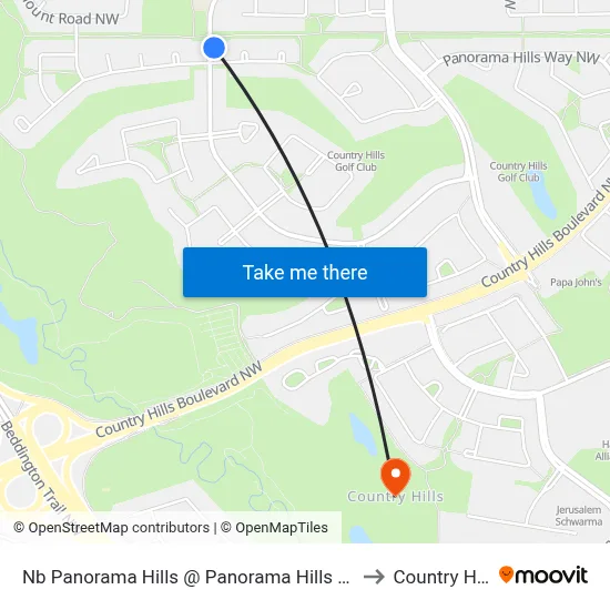 Nb Panorama Hills @ Panorama Hills Ri NW to Country Hills map
