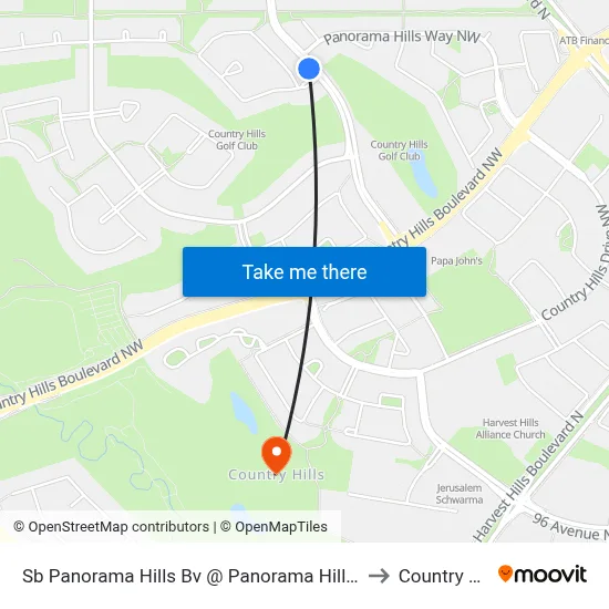 Sb Panorama Hills Bv @ Panorama Hills Mr NW to Country Hills map