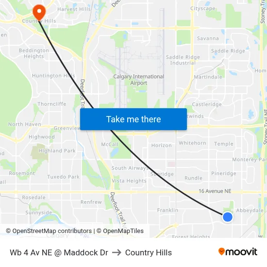Wb 4 Av NE @ Maddock Dr to Country Hills map