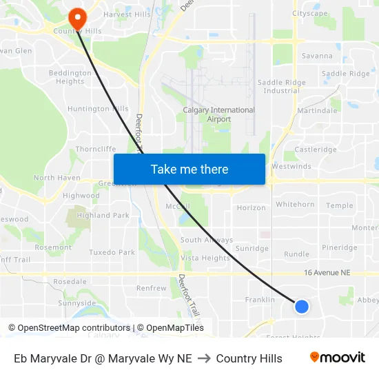 Eb Maryvale Dr @ Maryvale Wy NE to Country Hills map