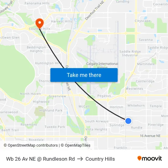 Wb 26 Av NE @ Rundleson Rd to Country Hills map