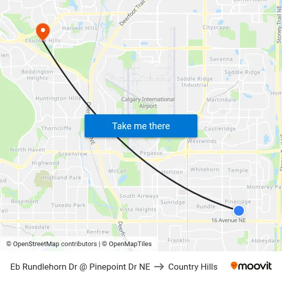 Eb Rundlehorn Dr @ Pinepoint Dr NE to Country Hills map