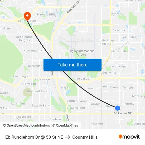 Eb Rundlehorn Dr @ 50 St NE to Country Hills map